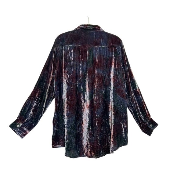 Kyla Seo Raeli Shirt Velvet Top in Deep Camo Tie Dye - Sz M - NWT - Picture 2 of 8